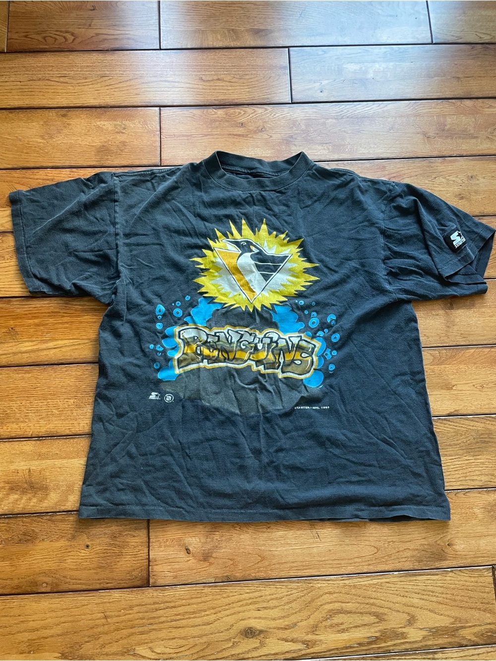 NHL Vintage 1993 Pittsburgh Penguins Black Graphic T‑Shirt